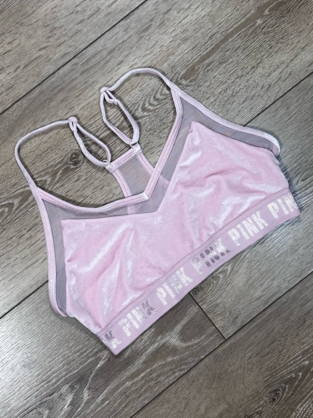 PINK Victoria’s Secret Sport Ultimate Lightly Lined Mesh & Velvet Bralette